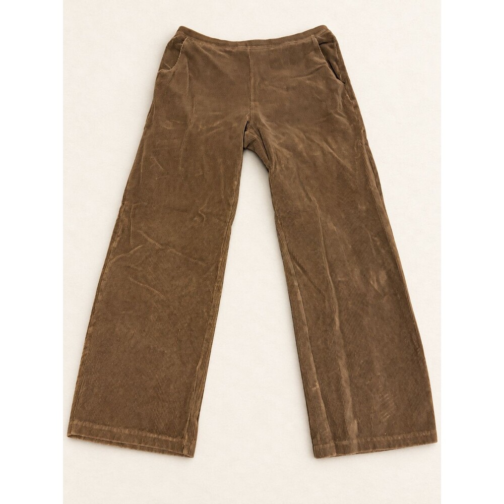 LL Bean Corduroy Pants Large Regular Brown Pull On Stretch Straight Leg Pockets